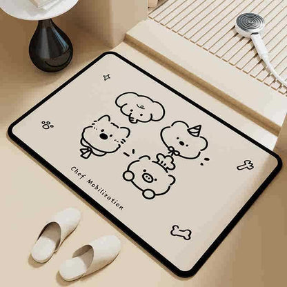 Monochrome Lines - Soft Diatomaceous Earth Bath Mat 40x60cm/50x80cm