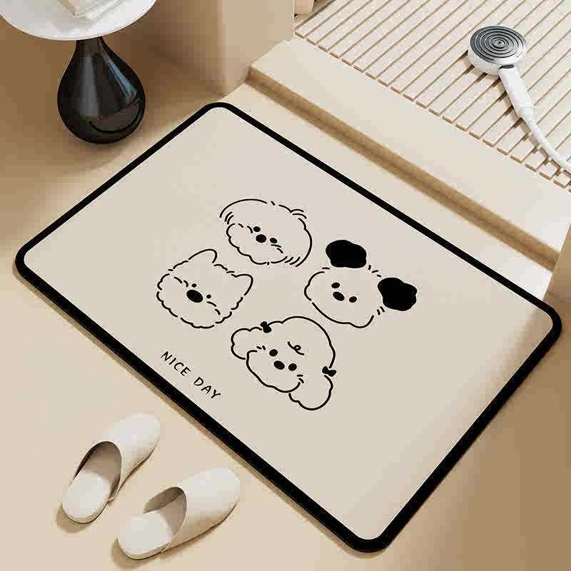 Monochrome Lines - Soft Diatomaceous Earth Bath Mat 40x60cm/50x80cm