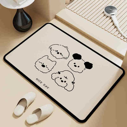 Monochrome Lines - Soft Diatomaceous Earth Bath Mat 40x60cm/50x80cm