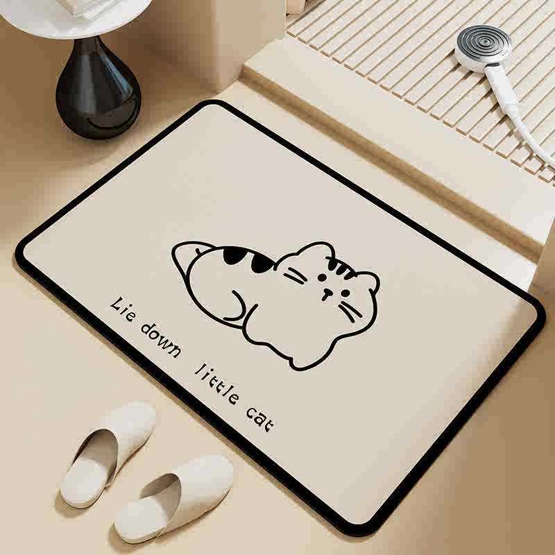 Monochrome Lines - Soft Diatomaceous Earth Bath Mat 40x60cm/50x80cm