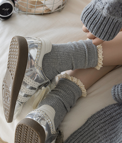 Mori Rib · Chic French Vintage Lace Crew Socks 5 Pairs