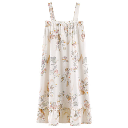 Mushroom Bunny · Women's Cotton Pajama Set - Short-Sleeve Nightdress / Camisole Nightdress