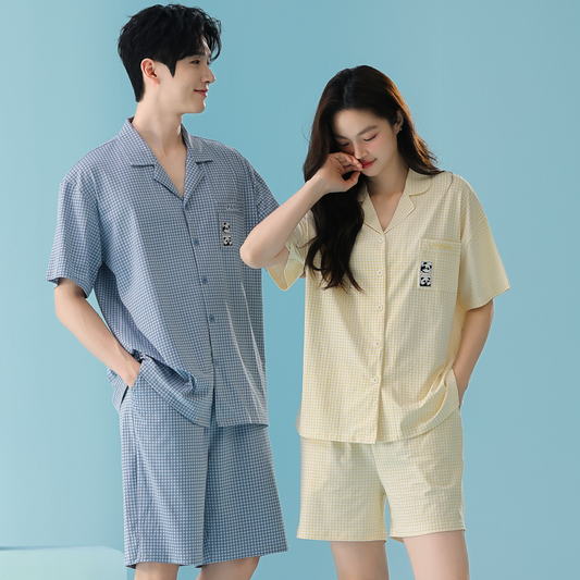 Panda Breeze · Couple Cotton Short Sleeve Pajama Set