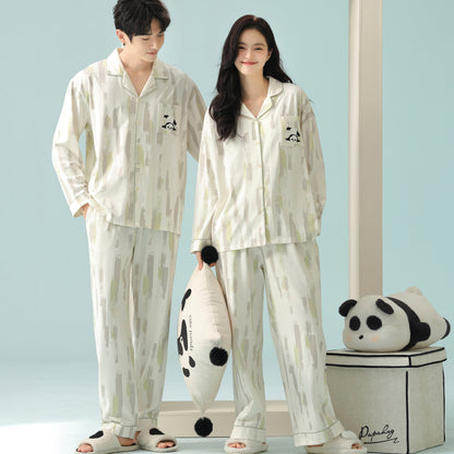 Panda Dream · Couple Cotton Long Sleeve Pajama Set