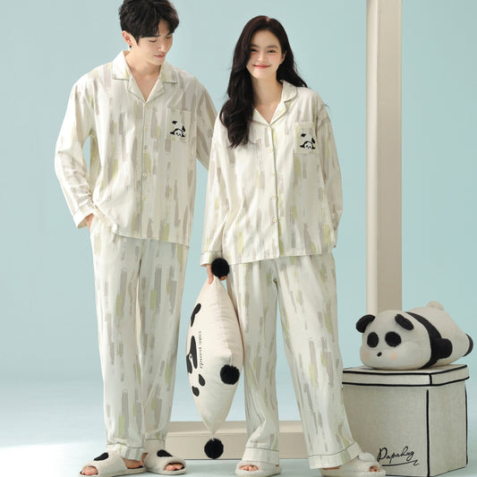 Panda Dream · Couple Cotton Long Sleeve Pajama Set