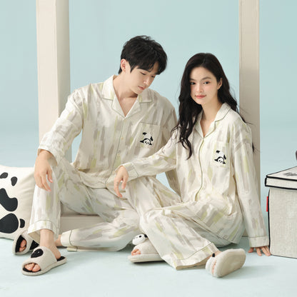Panda Dream · Couple Cotton Long Sleeve Pajama Set