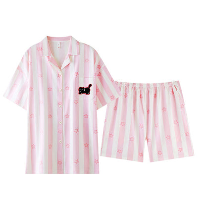 Pink Kitty · Women's Cotton Short Sleeve & Shorts Pajama Set