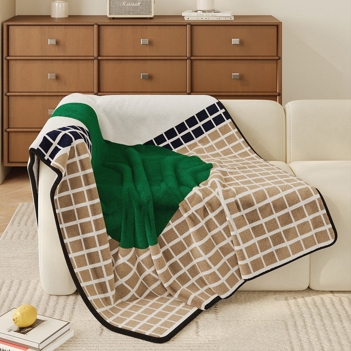 Pop Fruit Grid Flannel Throw Blanket