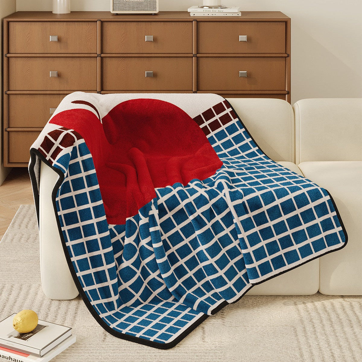 Pop Fruit Grid Flannel Throw Blanket