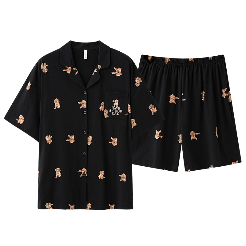 Puppy Nights · Couple Cotton Short Sleeve Pajama Set