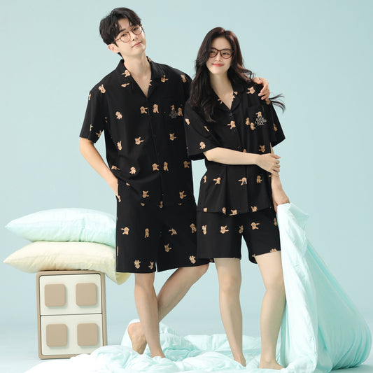 Puppy Nights · Couple Cotton Short Sleeve Pajama Set