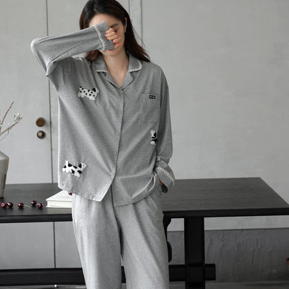 Puppy Pause · Couple Cotton Long Sleeve Pajama Set
