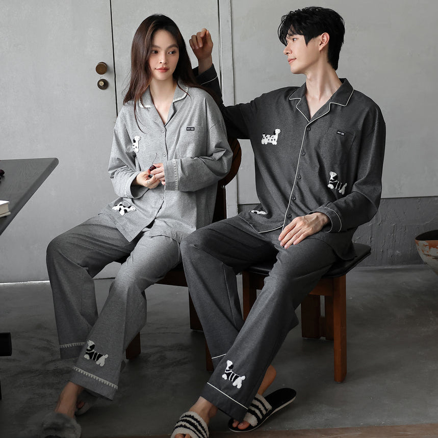 Puppy Pause · Couple Cotton Long Sleeve Pajama Set