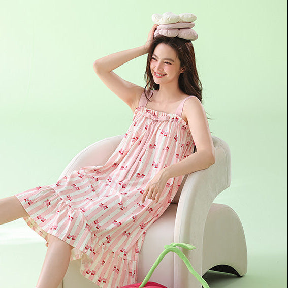 Rosy Cherry · Women's Modal Cotton Nightdress
