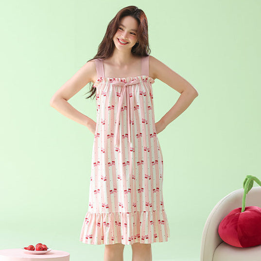 Rosy Cherry · Women's Modal Cotton Nightdress