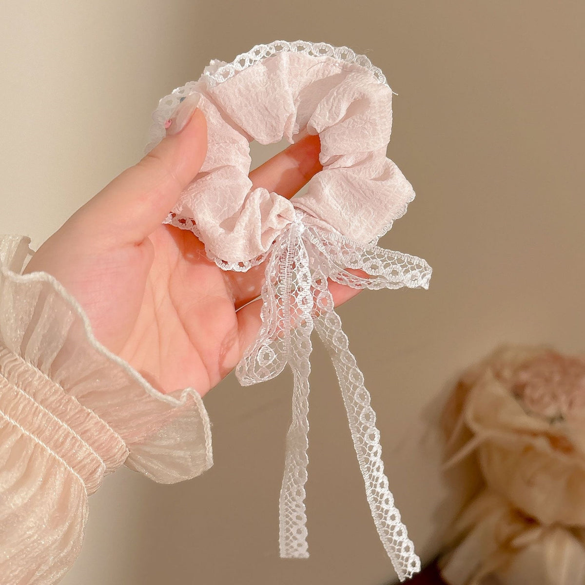 Sweet Pink Bow & Floral Hair Scrunchies Collection