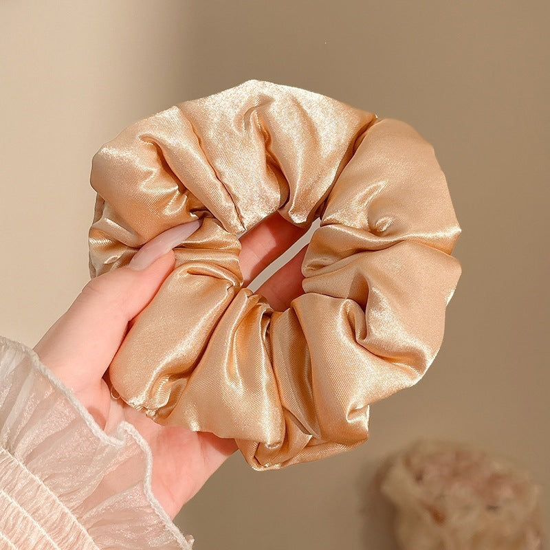 Maillard Brown Satin & Leopard Hair Scrunchies Collection