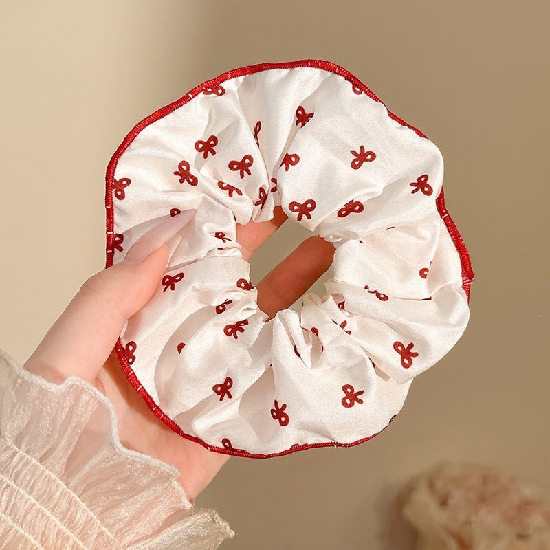 Vintage Red Bow & Floral Hair Scrunchies Collection