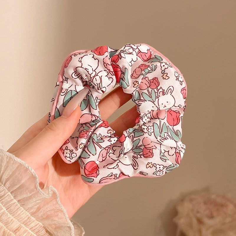 Vintage Red Bow & Floral Hair Scrunchies Collection