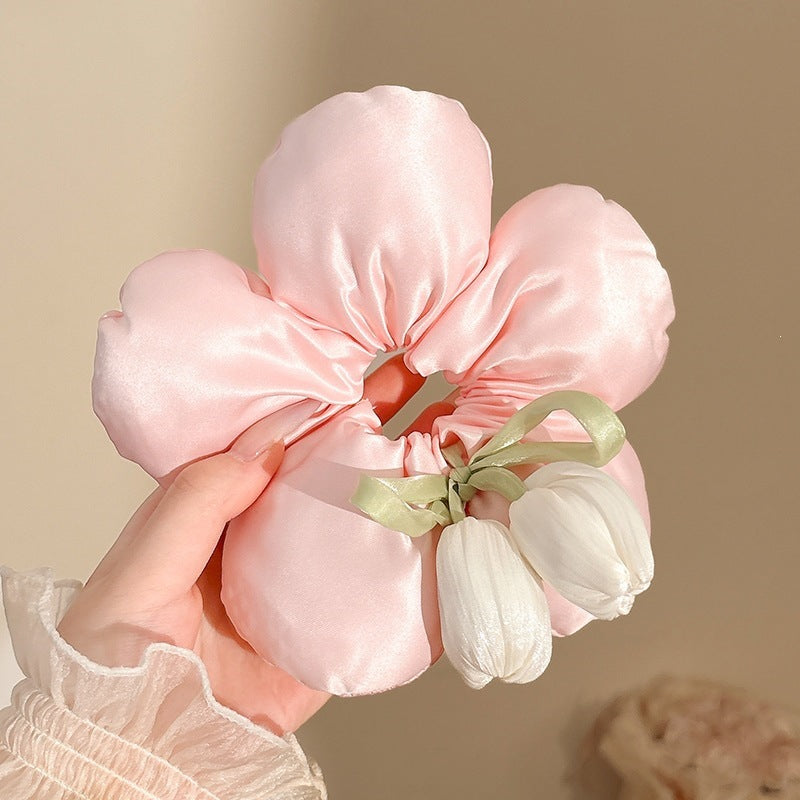 Sweet Pink Bow & Floral Hair Scrunchies Collection
