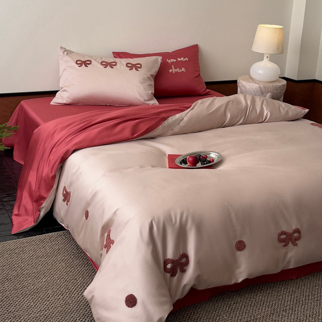 Scarlet Love Letter · 100s Long Staple Cotton Bedding Set