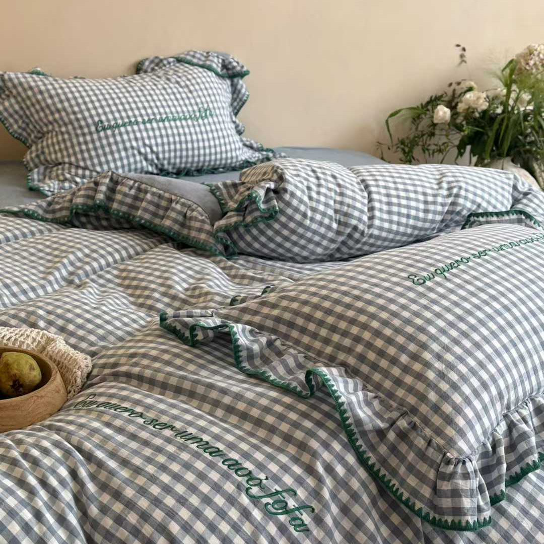 Morning Mist Gingham · 100% Soft Washed Cotton Bedding