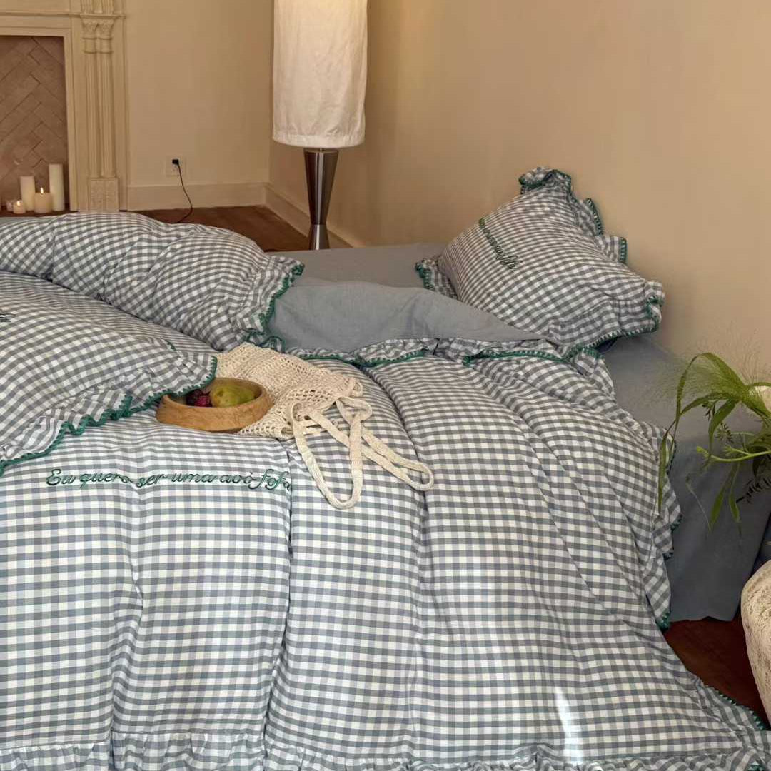 Morning Mist Gingham · 100% Soft Washed Cotton Bedding