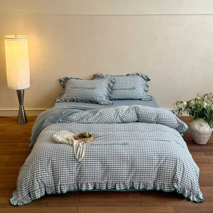 Morning Mist Gingham · 100% Soft Washed Cotton Bedding