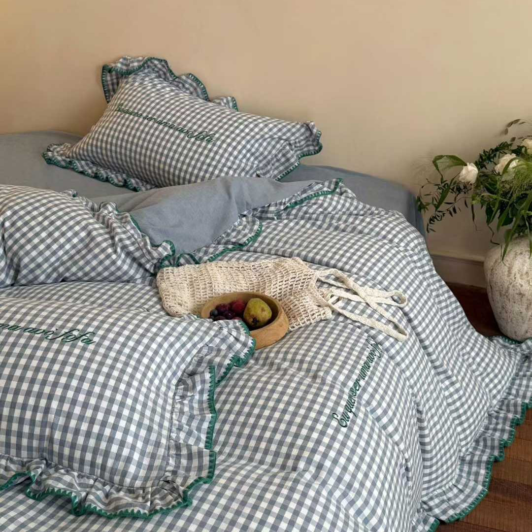 Morning Mist Gingham · 100% Soft Washed Cotton Bedding