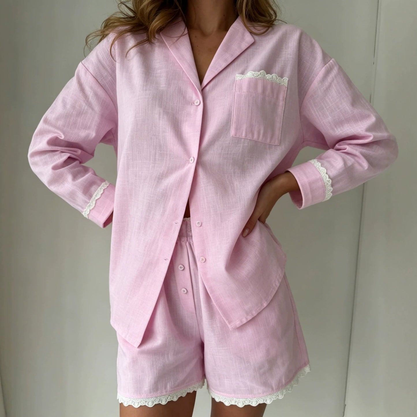 Silent Bloom · Elegant Minimalist Sleepwear Set for Home