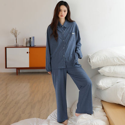 Slate Haze · Couple Cotton Long Sleeve Pajama Set
