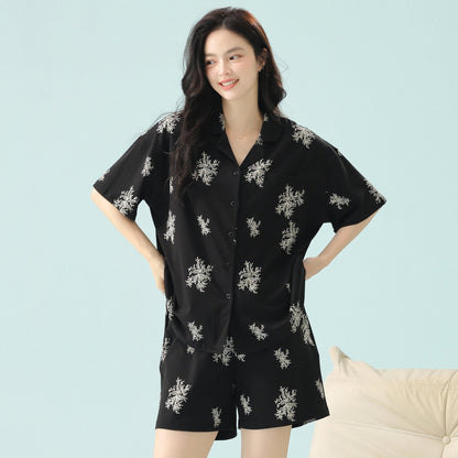 Snowfall Night · Women's Cotton Pajama Set - Short Sleeve & Shorts / Nightdress