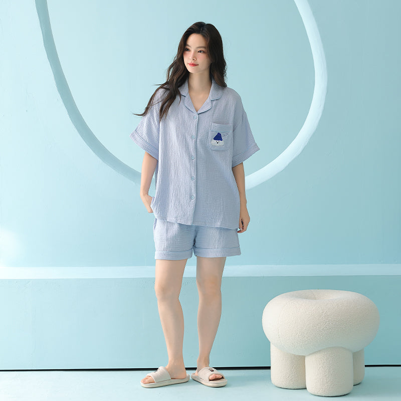 Snowy Dream · Double-Layer Gauze Short Sleeve Pajama Set