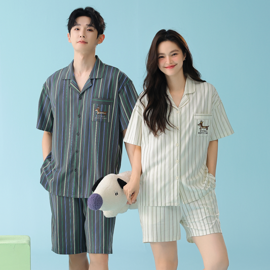 Snuggle Pup  · Couple Cotton Short Sleeve Pajama Set