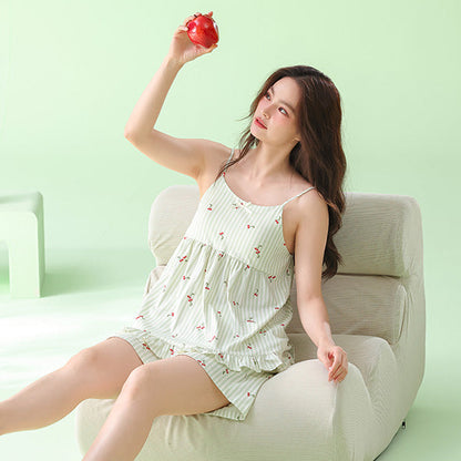 Soft Cherry · Women's Cotton Cami & Shorts Lounge Set with Pads