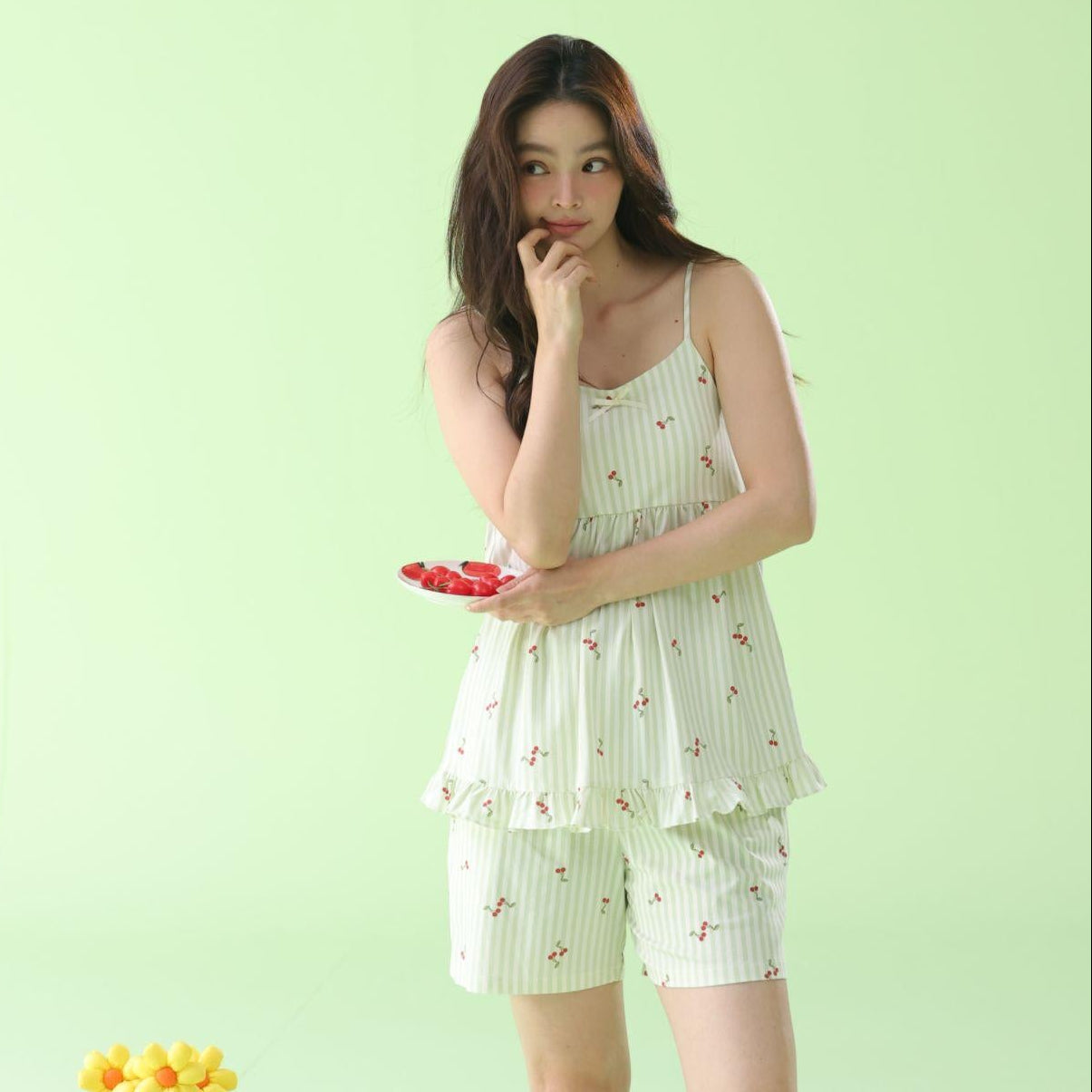 Soft Cherry · Women's Cotton Cami & Shorts Lounge Set with Pads