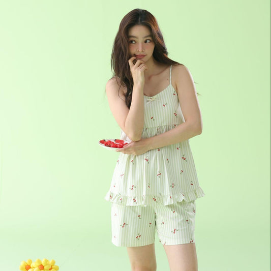Soft Cherry · Women's Cotton Cami & Shorts Lounge Set with Pads
