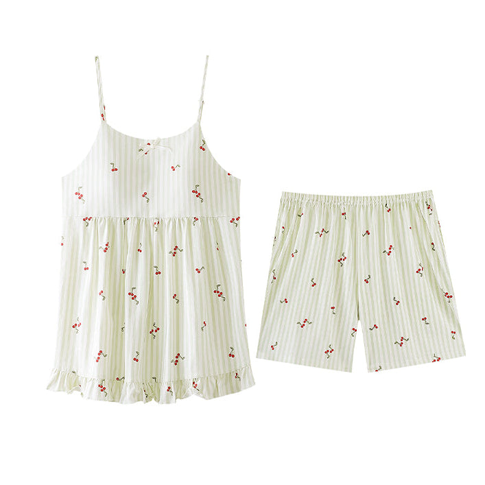 Soft Cherry · Women's Cotton Cami & Shorts Lounge Set with Pads