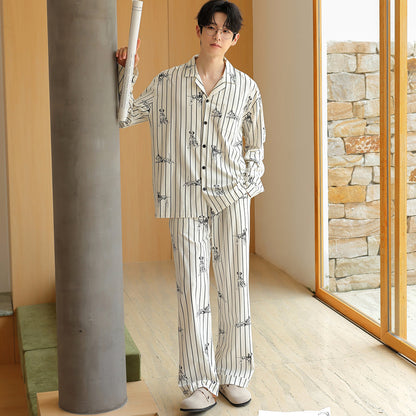 Spotty Stripe · Couple Cotton Long Sleeve Pajama Set