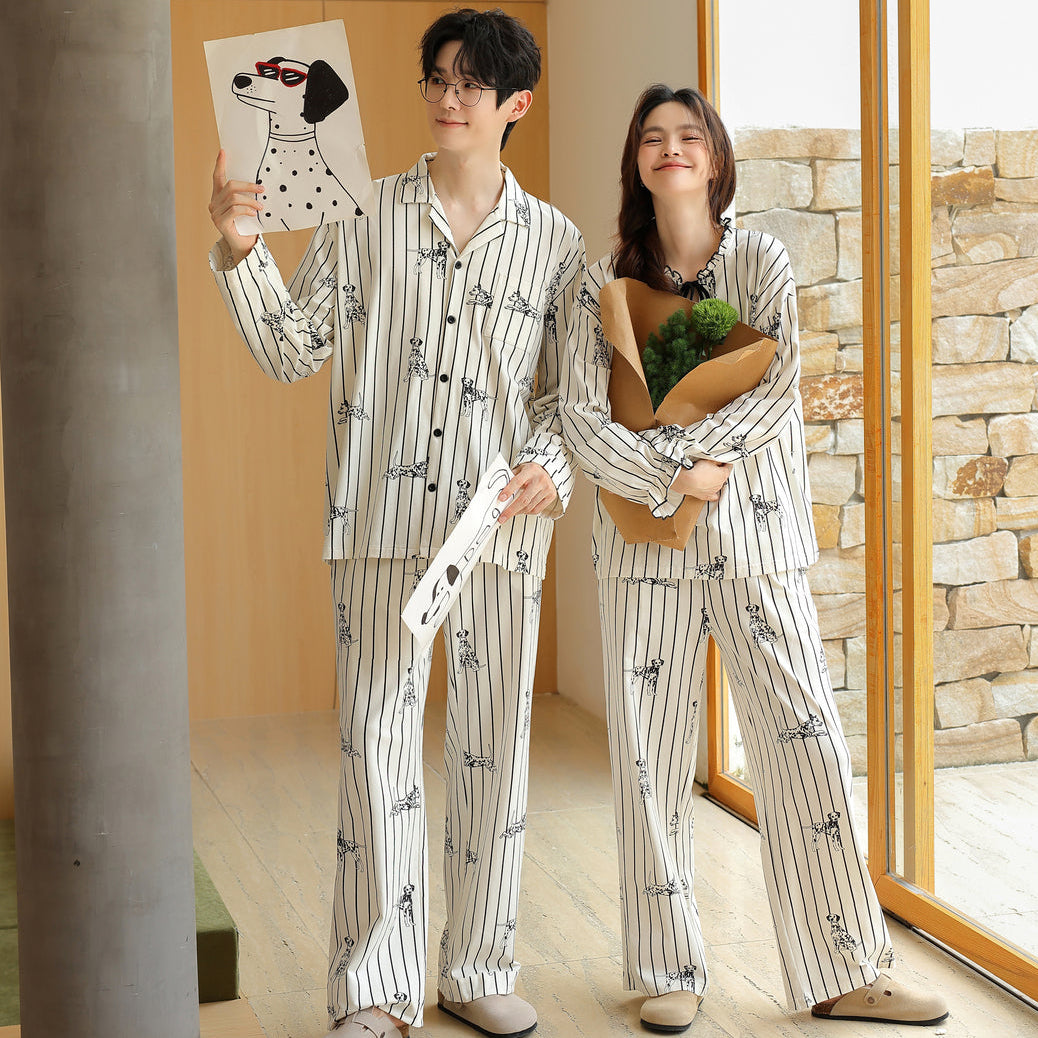 Spotty Stripe · Couple Cotton Long Sleeve Pajama Set