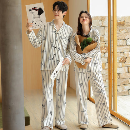 Spotty Stripe · Couple Cotton Long Sleeve Pajama Set