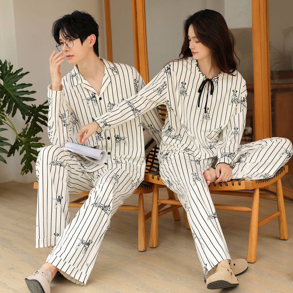 Spotty Stripe · Couple Cotton Long Sleeve Pajama Set
