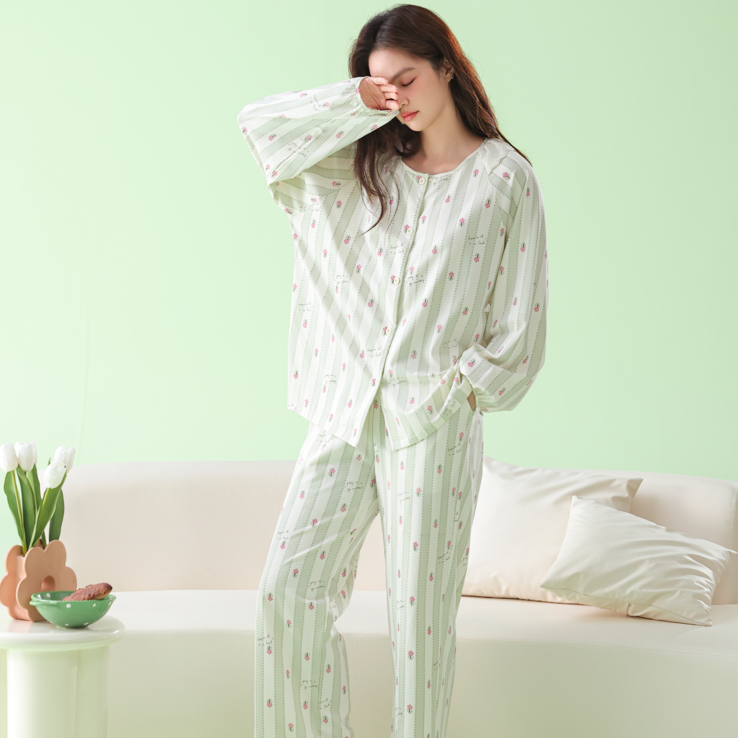 Spring Pj Sets Spring Dew · Women's Cotton Long Sleeve Pajama Set | Soft & Breathable ...