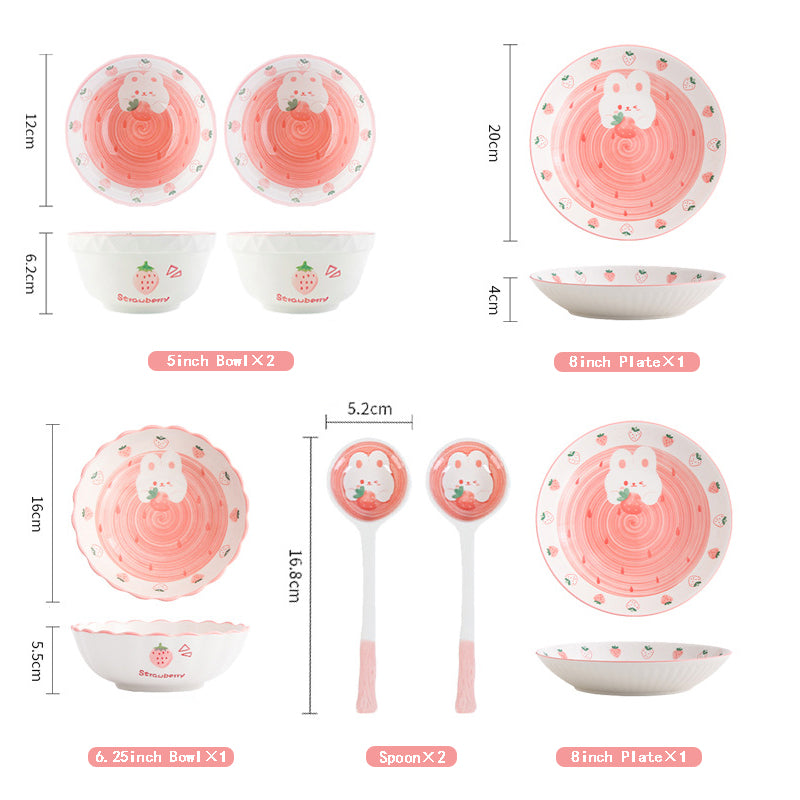 Strawberry Bunny · Ceramic Dinnerware Set
