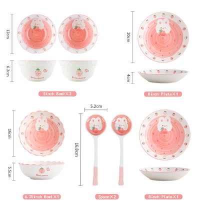 Strawberry Bunny · Ceramic Dinnerware Set