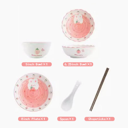 Strawberry Bunny · Ceramic Dinnerware Set