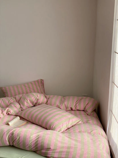 100% Knit Cotton Stripes Bedding Set