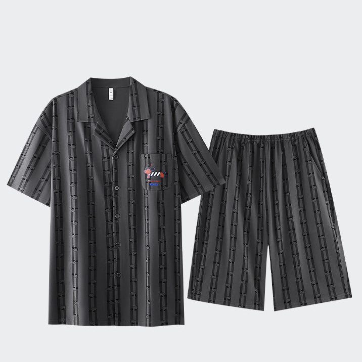 Stripey Dream · Couple Cotton Short Sleeve Pajama Set