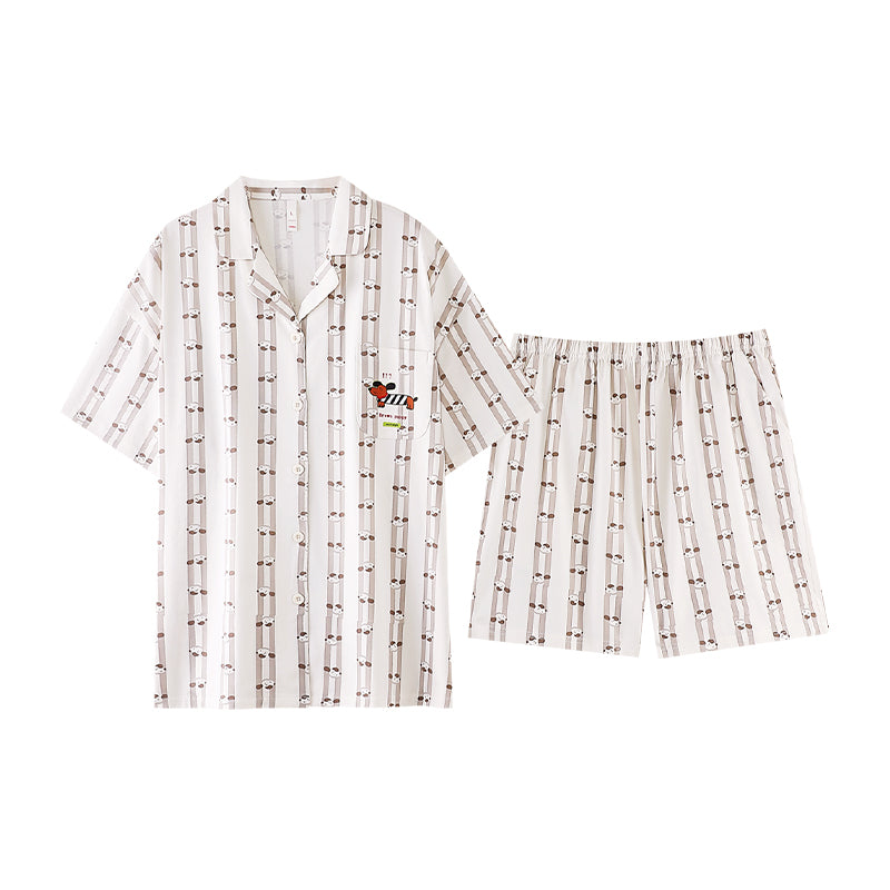 Stripey Dream · Couple Cotton Short Sleeve Pajama Set