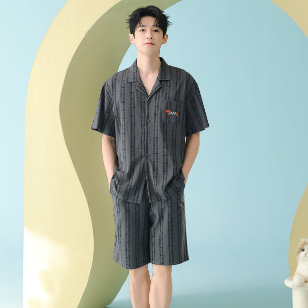 Stripey Dream · Couple Cotton Short Sleeve Pajama Set